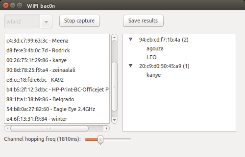 WifiBacon screen capturing packets